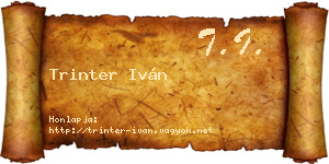 Trinter Iván névjegykártya